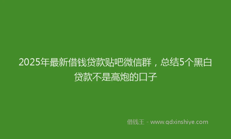 2025年最新借钱贷款贴吧微信群，总结5个黑白贷款不是高炮的口子