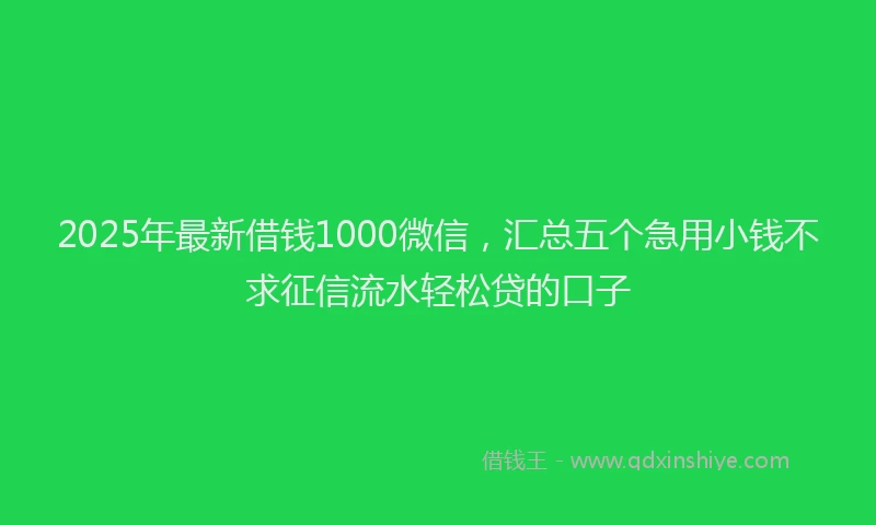 2025年最新借钱1000微信，汇总五个急用小钱不求征信流水轻松贷的口子