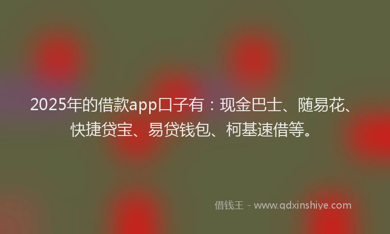 2025年的借款app口子有：现金巴士、随易花、快捷贷宝、易贷钱包、柯基速借等。