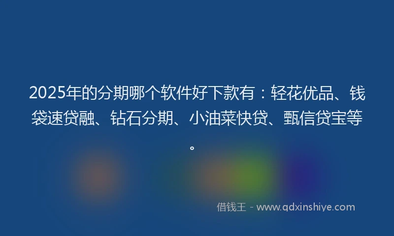 2025年的分期哪个软件好下款有：轻花优品、钱袋速贷融、钻石分期、小油菜快贷、甄信贷宝等。