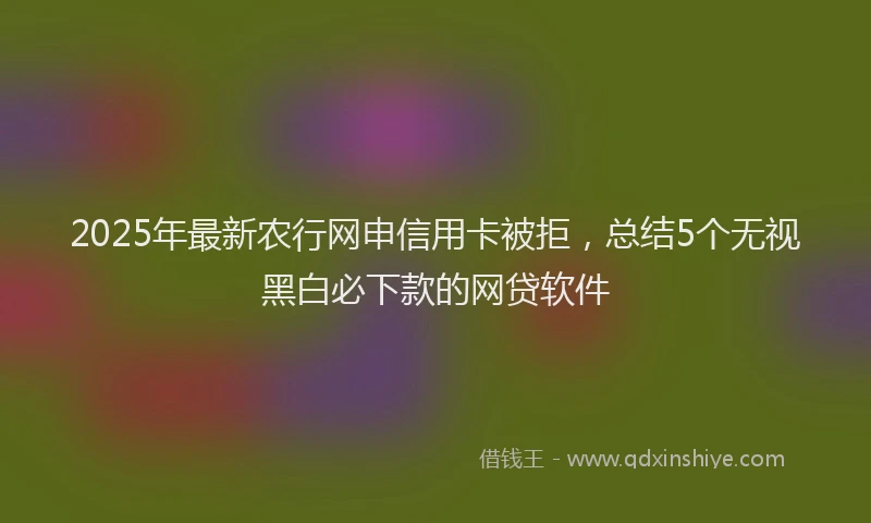 2025年最新农行网申信用卡被拒，总结5个无视黑白必下款的网贷软件