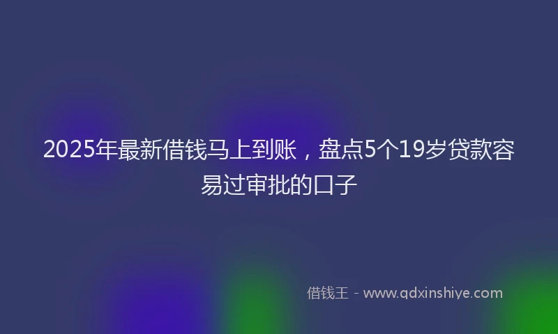 2025年最新借钱马上到账，盘点5个19岁贷款容易过审批的口子