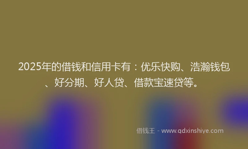 2025年的借钱和信用卡有：优乐快购、浩瀚钱包、好分期、好人贷、借款宝速贷等。