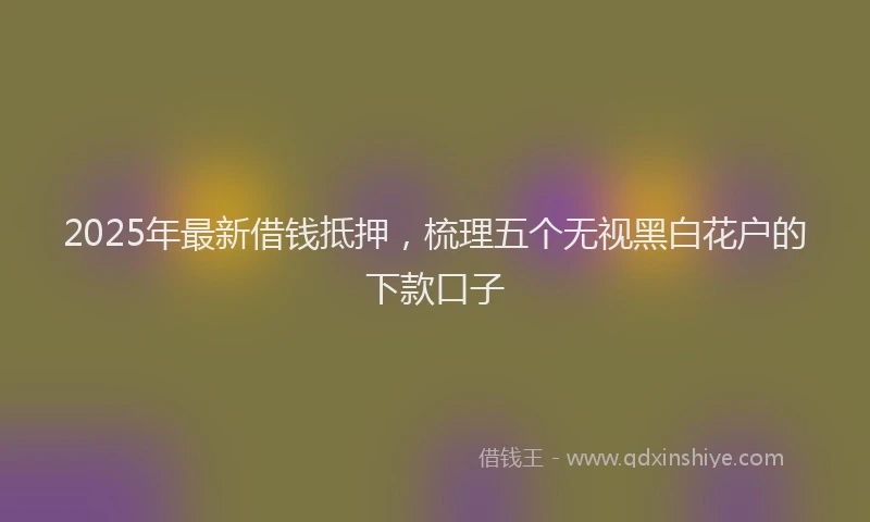 2025年最新借钱抵押，梳理五个无视黑白花户的下款口子