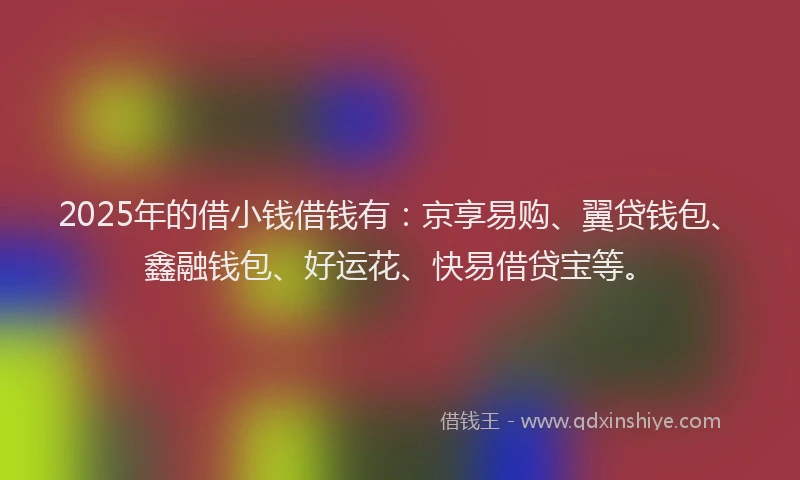 2025年的借小钱借钱有：京享易购、翼贷钱包、鑫融钱包、好运花、快易借贷宝等。