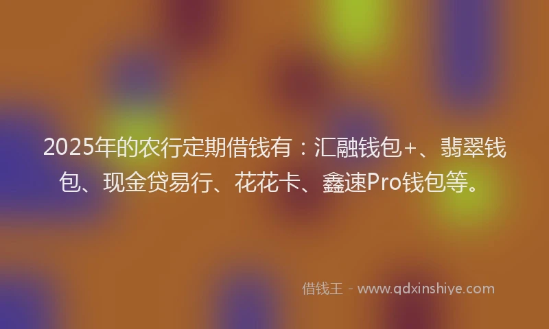 2025年的农行定期借钱有：汇融钱包+、翡翠钱包、现金贷易行、花花卡、鑫速Pro钱包等。