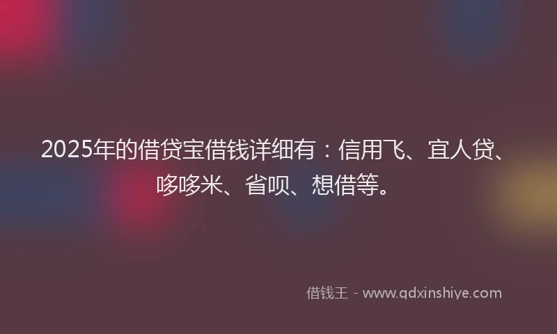 2025年的借贷宝借钱详细有：信用飞、宜人贷、哆哆米、省呗、想借等。