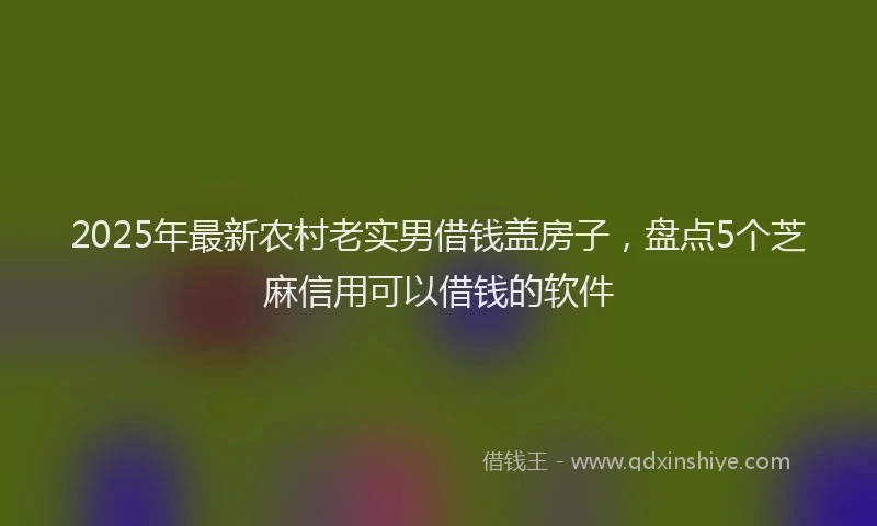 2025年最新农村老实男借钱盖房子，盘点5个芝麻信用可以借钱的软件