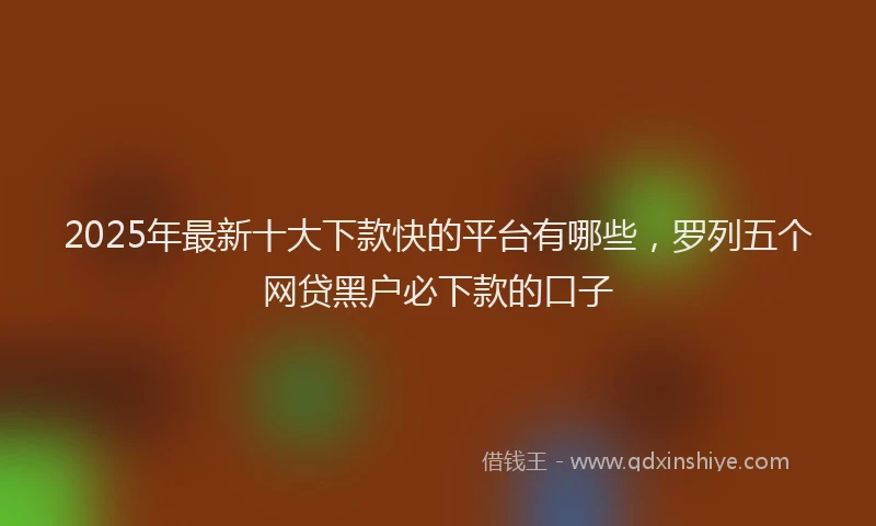2025年最新十大下款快的平台有哪些，罗列五个网贷黑户必下款的口子