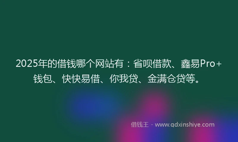 2025年的借钱哪个网站有：省呗借款、鑫易Pro+钱包、快快易借、你我贷、金满仓贷等。
