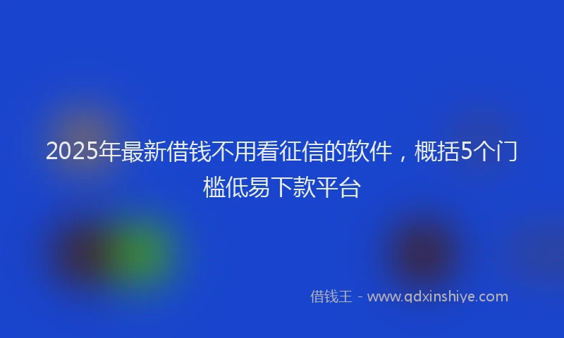 2025年最新借钱不用看征信的软件，概括5个门槛低易下款平台