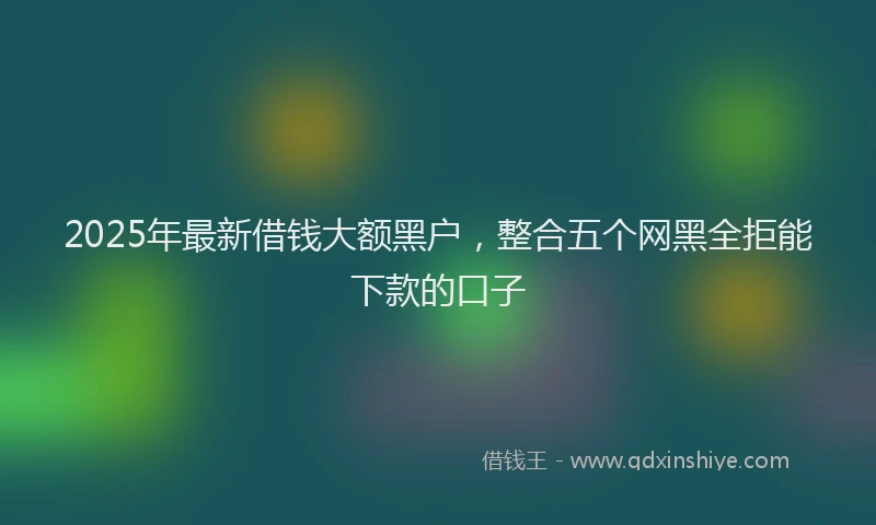2025年最新借钱大额黑户，整合五个网黑全拒能下款的口子