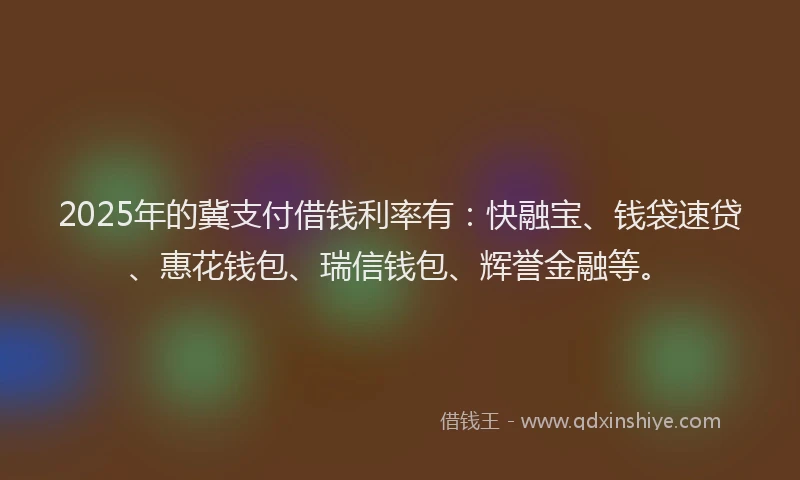 2025年的冀支付借钱利率有：快融宝、钱袋速贷、惠花钱包、瑞信钱包、辉誉金融等。
