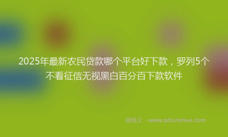 2025年最新农民贷款哪个平台好下款，罗列5个不看征信无视黑白百分百下款软件