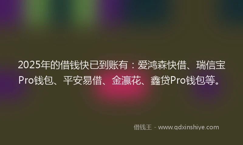 2025年的借钱快已到账有：爱鸿森快借、瑞信宝Pro钱包、平安易借、金瀛花、鑫贷Pro钱包等。
