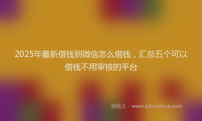 2025年最新借钱到微信怎么借钱，汇总五个可以借钱不用审核的平台