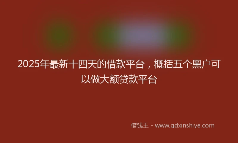 2025年最新十四天的借款平台，概括五个黑户可以做大额贷款平台