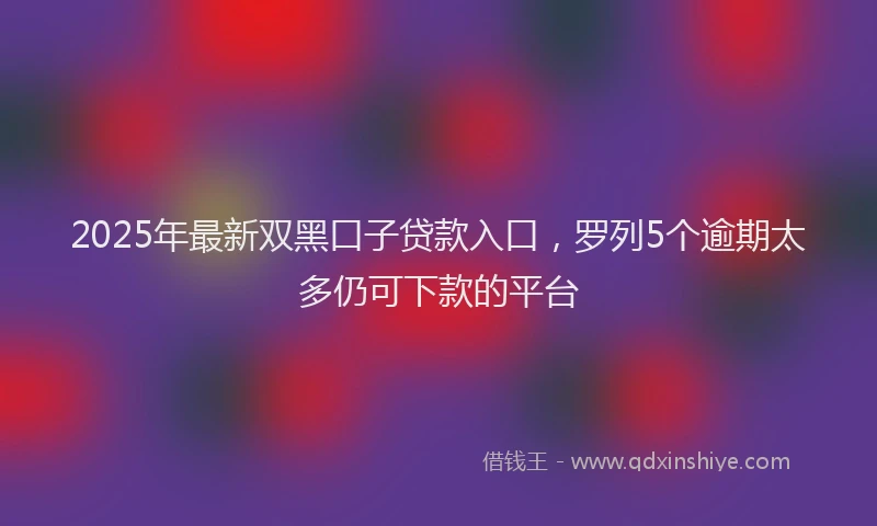 2025年最新双黑口子贷款入口，罗列5个逾期太多仍可下款的平台