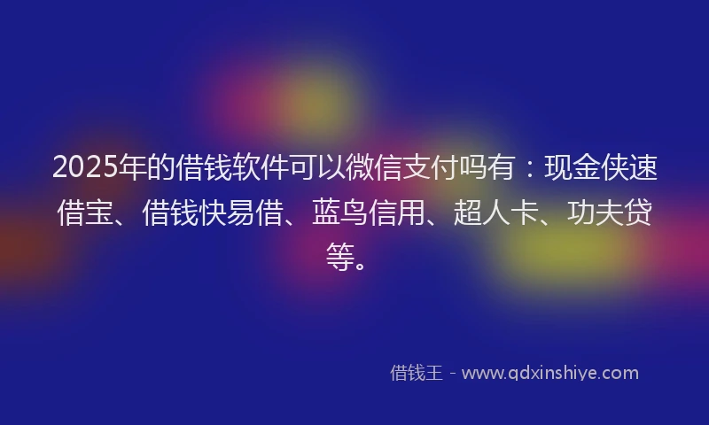 2025年的借钱软件可以微信支付吗有：现金侠速借宝、借钱快易借、蓝鸟信用、超人卡、功夫贷等。