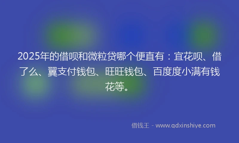 2025年的借呗和微粒贷哪个便直有：宜花呗、借了么、翼支付钱包、旺旺钱包、百度度小满有钱花等。