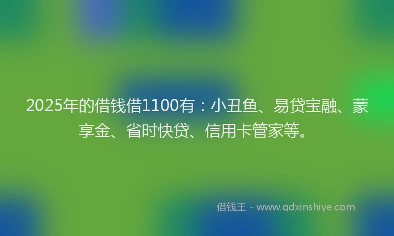 2025年的借钱借1100有：小丑鱼、易贷宝融、蒙享金、省时快贷、信用卡管家等。