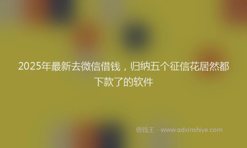 2025年最新去微信借钱，归纳五个征信花居然都下款了的软件