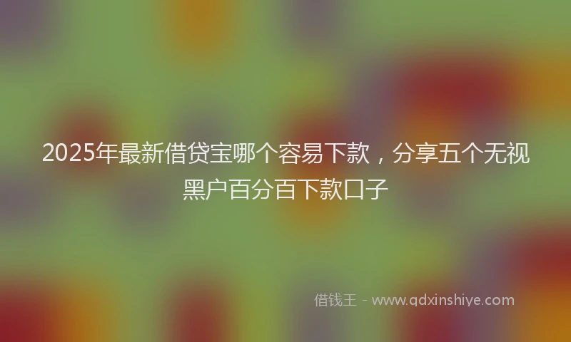2025年最新借贷宝哪个容易下款，分享五个无视黑户百分百下款口子