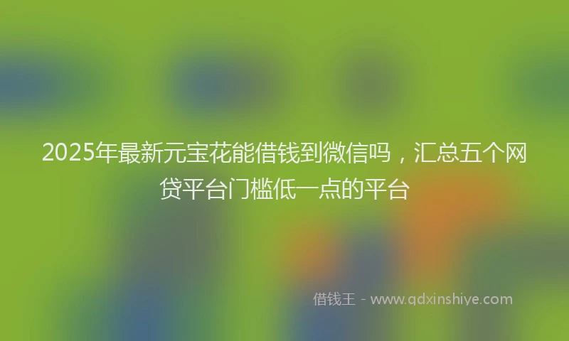 2025年最新元宝花能借钱到微信吗，汇总五个网贷平台门槛低一点的平台