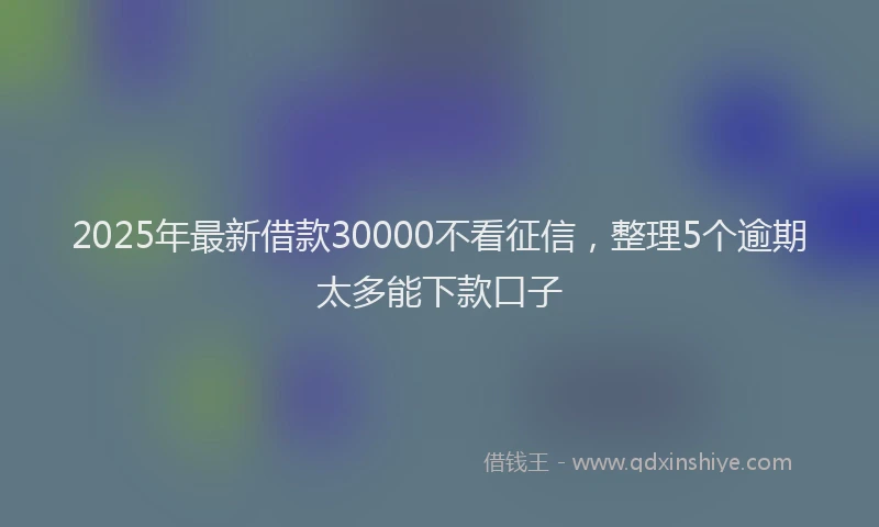 2025年最新借款30000不看征信，整理5个逾期太多能下款口子