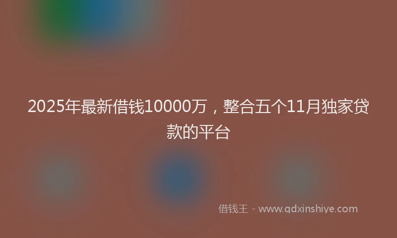 2025年最新借钱10000万，整合五个11月独家贷款的平台