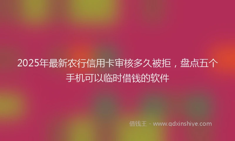 2025年最新农行信用卡审核多久被拒，盘点五个手机可以临时借钱的软件