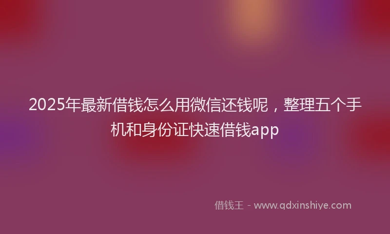 2025年最新借钱怎么用微信还钱呢，整理五个手机和身份证快速借钱app