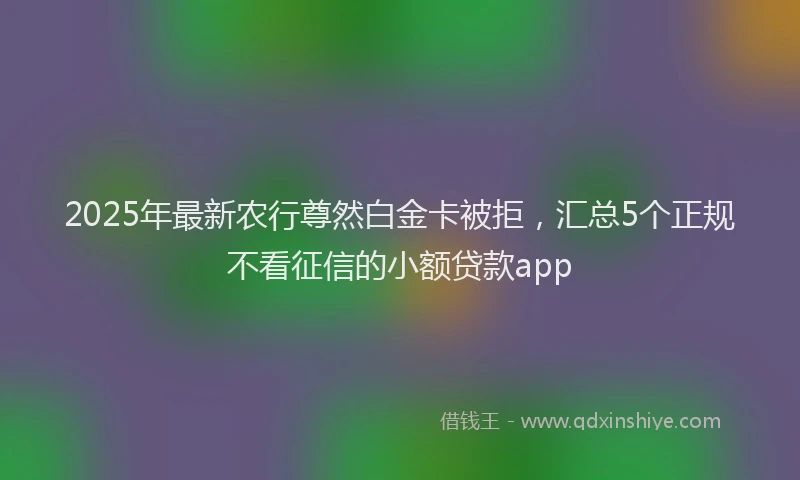 2025年最新农行尊然白金卡被拒，汇总5个正规不看征信的小额贷款app