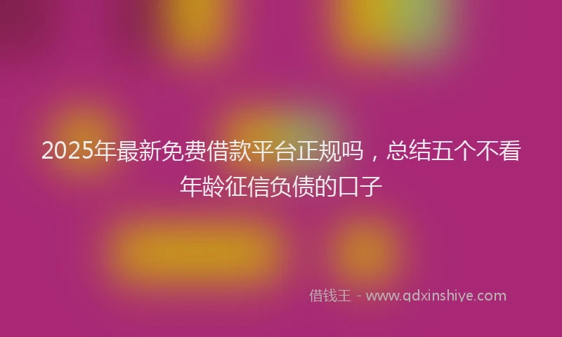 2025年最新免费借款平台正规吗，总结五个不看年龄征信负债的口子