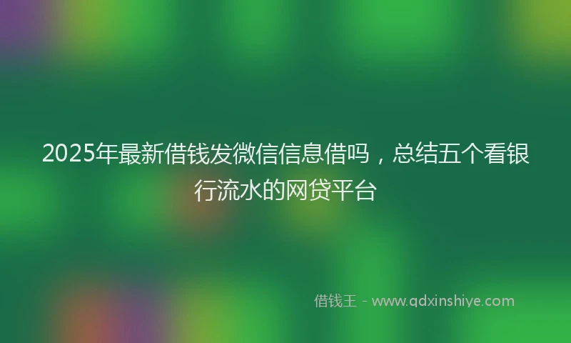 2025年最新借钱发微信信息借吗，总结五个看银行流水的网贷平台