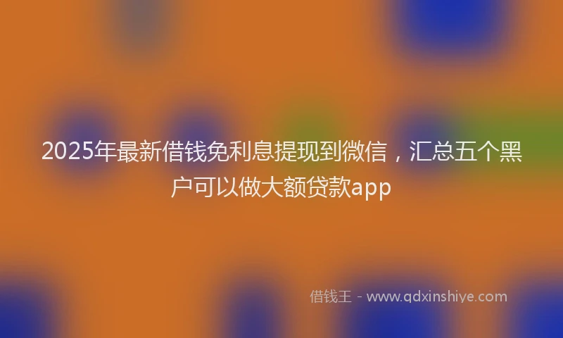 2025年最新借钱免利息提现到微信，汇总五个黑户可以做大额贷款app