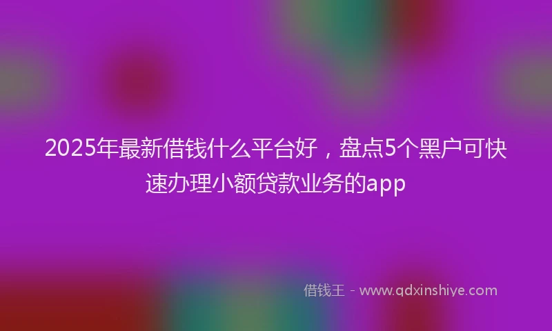 2025年最新借钱什么平台好，盘点5个黑户可快速办理小额贷款业务的app