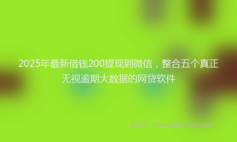 2025年最新借钱200提现到微信，整合五个真正无视逾期大数据的网贷软件