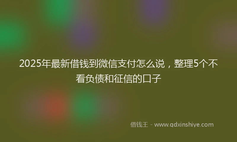 2025年最新借钱到微信支付怎么说，整理5个不看负债和征信的口子