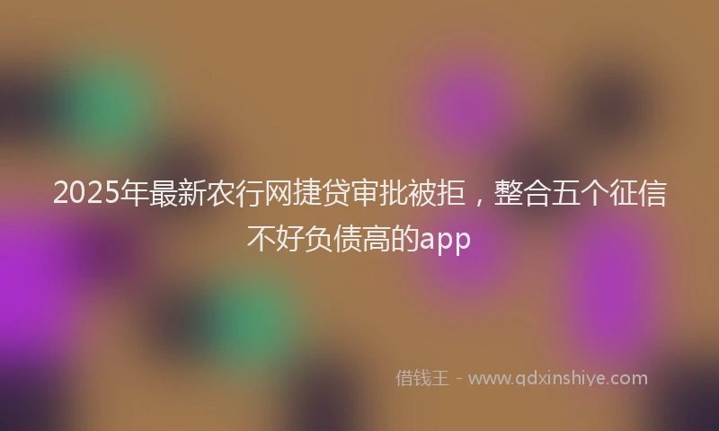 2025年最新农行网捷贷审批被拒，整合五个征信不好负债高的app