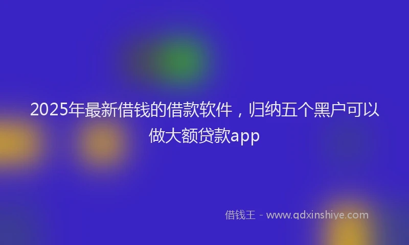2025年最新借钱的借款软件，归纳五个黑户可以做大额贷款app