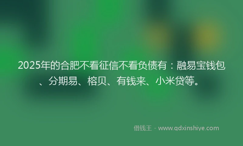 2025年的合肥不看征信不看负债有：融易宝钱包、分期易、榕贝、有钱来、小米贷等。