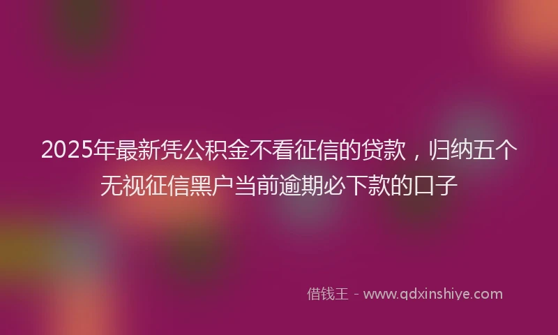 2025年最新凭公积金不看征信的贷款，归纳五个无视征信黑户当前逾期必下款的口子