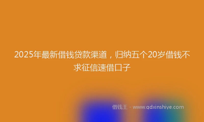 2025年最新借钱贷款渠道，归纳五个20岁借钱不求征信速借口子