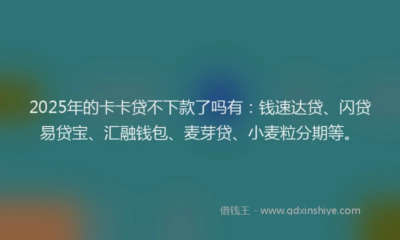 2025年的卡卡贷不下款了吗有：钱速达贷、闪贷易贷宝、汇融钱包、麦芽贷、小麦粒分期等。
