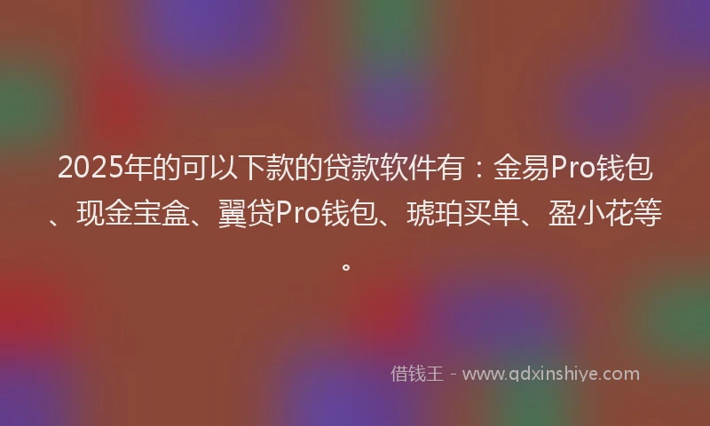 2025年的可以下款的贷款软件有：金易Pro钱包、现金宝盒、翼贷Pro钱包、琥珀买单、盈小花等。