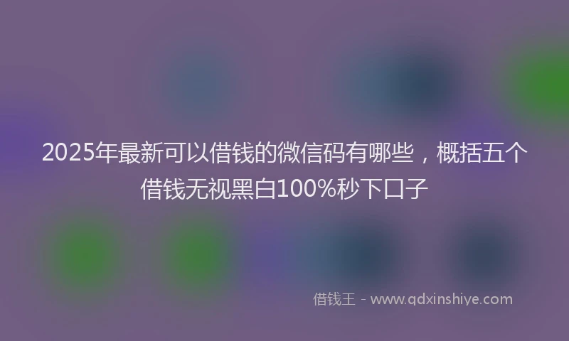 2025年最新可以借钱的微信码有哪些，概括五个借钱无视黑白100%秒下口子