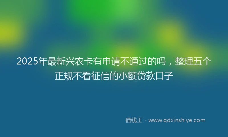 2025年最新兴农卡有申请不通过的吗，整理五个正规不看征信的小额贷款口子
