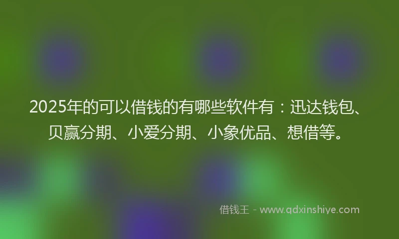 2025年的可以借钱的有哪些软件有：迅达钱包、贝赢分期、小爱分期、小象优品、想借等。