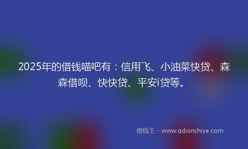 2025年的借钱喵吧有：信用飞、小油菜快贷、森森借呗、快快贷、平安i贷等。